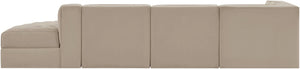 Meridian Furniture Rummi Four Piece Modular Sectional with Channel Tufting in Stain Resistant Velvet 660Beige-Sec4D