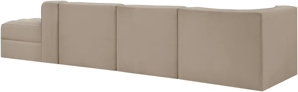 Meridian Furniture Rummi Four Piece Modular Sectional with Channel Tufting in Stain Resistant Velvet 660Beige-Sec4D