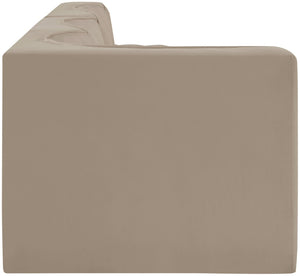 Meridian Furniture Rummi Four Piece Modular Sectional with Channel Tufting in Stain Resistant Velvet 660Beige-Sec4D