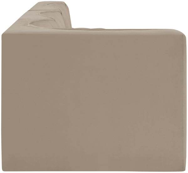 Meridian Furniture Rummi Four Piece Modular Sectional with Channel Tufting in Stain Resistant Velvet 660Beige-Sec4D