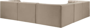 Meridian Furniture Rummi Five Piece Modular Sectional with Channel Tufted Velvet and Flexible Layout 660Beige-Sec5B