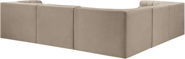 Meridian Furniture Rummi Five Piece Modular Sectional with Channel Tufted Velvet and Flexible Layout 660Beige-Sec5B