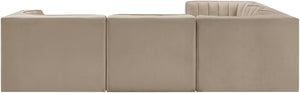 Meridian Furniture Rummi Five Piece Modular Sectional with Channel Tufted Velvet and Flexible Layout 660Beige-Sec5B