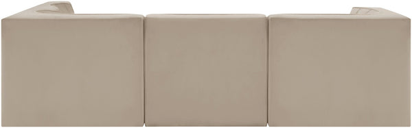 Meridian Furniture Rummi Five Piece Modular Sectional Velvet Upholstered with Channel Tufting Living Room 660Beige-Sec5C