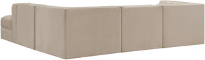 Meridian Furniture Rummi Five Piece Modular Sectional Velvet Upholstered with Channel Tufting Living Room 660Beige-Sec5C