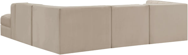 Meridian Furniture Rummi Five Piece Modular Sectional Velvet Upholstered with Channel Tufting Living Room 660Beige-Sec5C