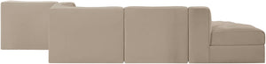 Meridian Furniture Rummi Five Piece Modular Sectional Velvet Performance Fabric Channel Tufted Lounge Sofa 660Beige-Sec5D