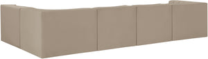 Meridian Furniture Rummi Five Piece Modular Sectional with Channel Tufted Velvet and Stain Resistant Fabric 660Beige-Sec5E