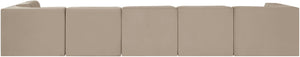 Meridian Furniture Rummi Six Piece Modular Sectional with Channel Tufting and Plush Velvet Upholstery 660Beige-Sec6E