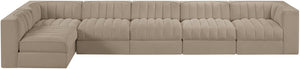 Meridian Furniture Rummi Six Piece Modular Sectional with Channel Tufting and Plush Velvet Upholstery 660Beige-Sec6E