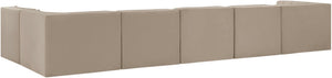 Meridian Furniture Rummi Six Piece Modular Sectional with Channel Tufting and Plush Velvet Upholstery 660Beige-Sec6E
