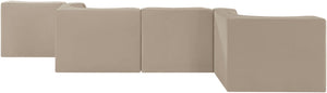 Meridian Furniture Rummi Six Piece Modular Sectional with Channel Tufting and Velvet Performance Fabric 660Beige-Sec6F