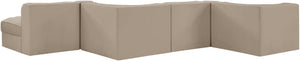 Meridian Furniture Rummi Six Piece Modular Sectional with Channel Tufting and Velvet Performance Fabric 660Beige-Sec6F