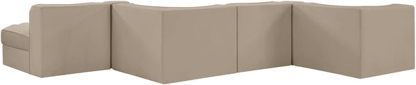 Meridian Furniture Rummi Six Piece Modular Sectional with Channel Tufting and Velvet Performance Fabric 660Beige-Sec6F