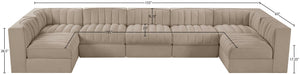 Meridian Furniture Rummi 7 Piece Velvet Modular Sectional with Channel Tufting for Modern Living Rooms 660Beige-Sec7B