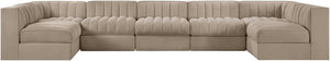 Meridian Furniture Rummi 7 Piece Velvet Modular Sectional with Channel Tufting for Modern Living Rooms 660Beige-Sec7B
