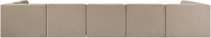 Meridian Furniture Rummi 7 Piece Velvet Modular Sectional with Channel Tufting for Modern Living Rooms 660Beige-Sec7B