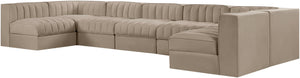 Meridian Furniture Rummi 7 Piece Velvet Modular Sectional with Channel Tufting for Modern Living Rooms 660Beige-Sec7B