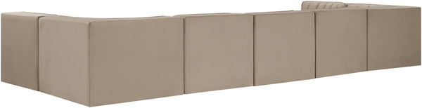 Meridian Furniture Rummi 7 Piece Velvet Modular Sectional with Channel Tufting for Modern Living Rooms 660Beige-Sec7B