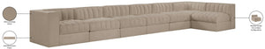 Meridian Furniture Rummi Seven Piece Modular Sectional Beige Velvet Channel Tufted Low Profile Sofa 660Beige-Sec7D