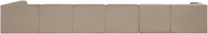 Meridian Furniture Rummi Seven Piece Modular Sectional Beige Velvet Channel Tufted Low Profile Sofa 660Beige-Sec7D