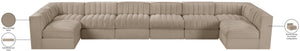 Meridian Furniture Rummi Eight Piece Modular Sectional Beige Performance Velvet Channel Tufted Sofa 660Beige-Sec8A