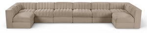 Meridian Furniture Rummi Eight Piece Modular Sectional Beige Performance Velvet Channel Tufted Sofa 660Beige-Sec8A