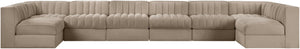 Meridian Furniture Rummi Eight Piece Modular Sectional Beige Performance Velvet Channel Tufted Sofa 660Beige-Sec8A