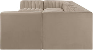 Meridian Furniture Rummi Eight Piece Modular Sectional Beige Performance Velvet Channel Tufted Sofa 660Beige-Sec8A