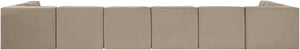 Meridian Furniture Rummi Eight Piece Modular Sectional Beige Performance Velvet Channel Tufted Sofa 660Beige-Sec8A