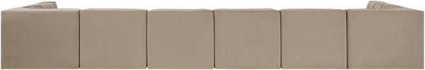 Meridian Furniture Rummi Eight Piece Modular Sectional Beige Performance Velvet Channel Tufted Sofa 660Beige-Sec8A
