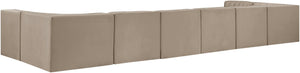 Meridian Furniture Rummi Eight Piece Modular Sectional Beige Performance Velvet Channel Tufted Sofa 660Beige-Sec8A