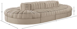 Meridian Furniture Rummi 8 Piece Modular Sectional Beige Velvet Channel Tufted Low Profile Living Room 660Beige-Sec8B