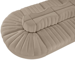 Meridian Furniture Rummi 8 Piece Modular Sectional Beige Velvet Channel Tufted Low Profile Living Room 660Beige-Sec8B