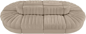 Meridian Furniture Rummi 8 Piece Modular Sectional Beige Velvet Channel Tufted Low Profile Living Room 660Beige-Sec8B