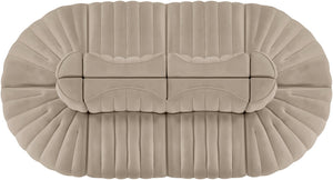 Meridian Furniture Rummi 8 Piece Modular Sectional Beige Velvet Channel Tufted Low Profile Living Room 660Beige-Sec8B