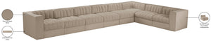 Meridian Furniture Rummi Eight Piece Modular Sectional with Channel Tufting and Velvet Performance Upholstery 660Beige-Sec8C