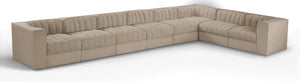 Meridian Furniture Rummi Eight Piece Modular Sectional with Channel Tufting and Velvet Performance Upholstery 660Beige-Sec8C