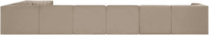 Meridian Furniture Rummi Eight Piece Modular Sectional with Channel Tufting and Velvet Performance Upholstery 660Beige-Sec8C