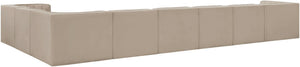 Meridian Furniture Rummi Eight Piece Modular Sectional with Channel Tufting and Velvet Performance Upholstery 660Beige-Sec8C