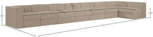 Meridian Furniture Rummi 8 Piece Modular Sectional Velvet Performance Fabric with Channel Tufting 660Beige-Sec8D