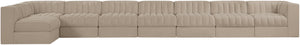 Meridian Furniture Rummi 8 Piece Modular Sectional Velvet Performance Fabric with Channel Tufting 660Beige-Sec8D