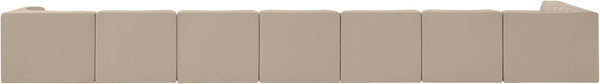 Meridian Furniture Rummi 8 Piece Modular Sectional Velvet Performance Fabric with Channel Tufting 660Beige-Sec8D