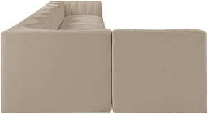 Meridian Furniture Rummi 8 Piece Modular Sectional Velvet Performance Fabric with Channel Tufting 660Beige-Sec8D