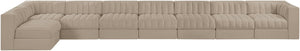 Meridian Furniture Rummi 8 Piece Modular Sectional Velvet Performance Fabric with Channel Tufting 660Beige-Sec8D