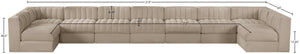 Meridian Furniture Rummi 9 Piece Modular Sectional Beige Velvet Channel Tufted Living Room Sofa Set 660Beige-Sec9A