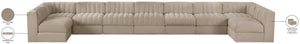 Meridian Furniture Rummi 9 Piece Modular Sectional Beige Velvet Channel Tufted Living Room Sofa Set 660Beige-Sec9A