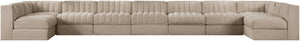 Meridian Furniture Rummi 9 Piece Modular Sectional Beige Velvet Channel Tufted Living Room Sofa Set 660Beige-Sec9A