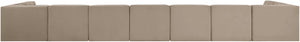 Meridian Furniture Rummi 9 Piece Modular Sectional Beige Velvet Channel Tufted Living Room Sofa Set 660Beige-Sec9A