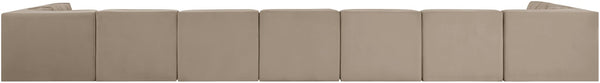 Meridian Furniture Rummi 9 Piece Modular Sectional Beige Velvet Channel Tufted Living Room Sofa Set 660Beige-Sec9A